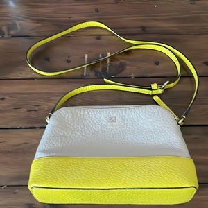 Beige and yellow Kate spade cross body with strap
